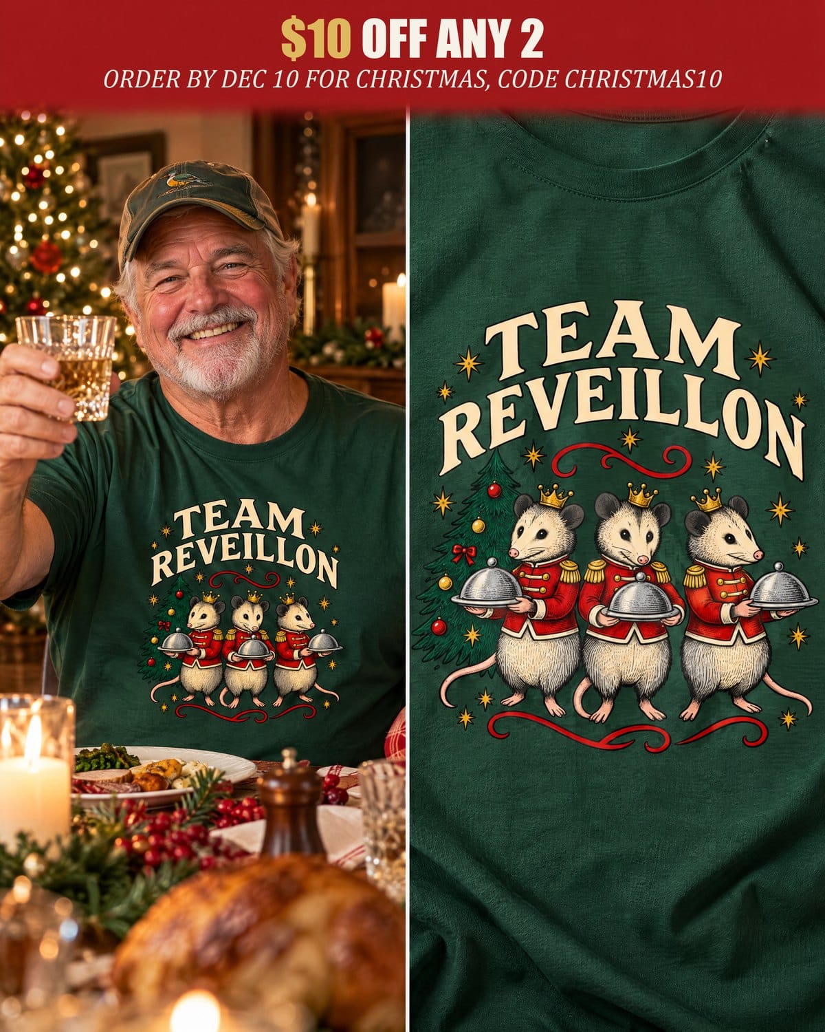 Order by December 10 for Christmas: $10 off any 2 shirts