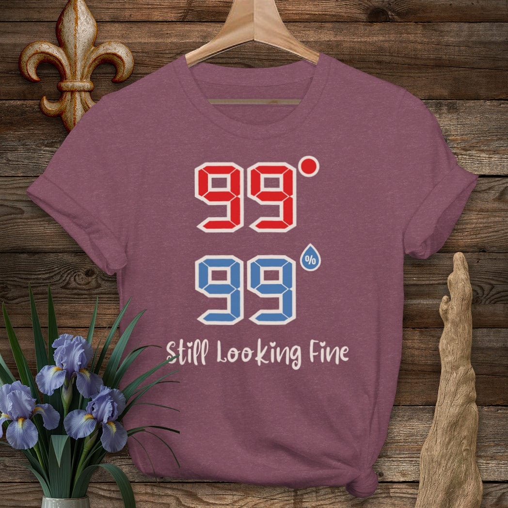 S / Heather Maroon Louisiana 99 | 99 Still Looking Fine T-Shirt by Laissez Faire Wear