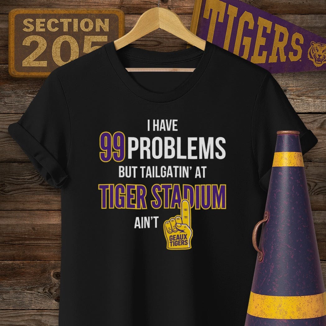 S / Black Louisiana 99 Problems...Tiger Stadium T-Shirt by Laissez Faire Wear