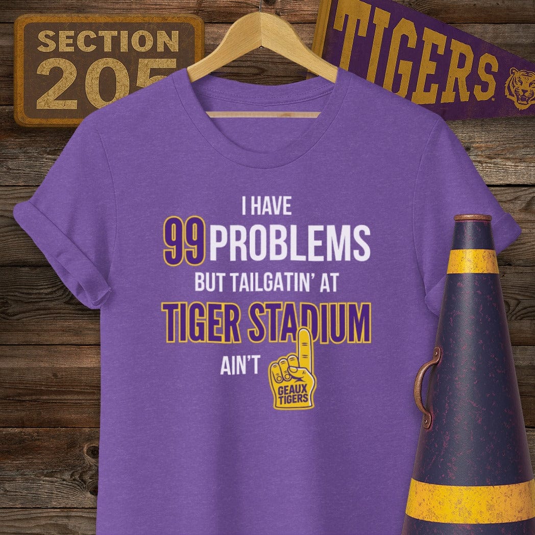 S / Heather Purple Louisiana 99 Problems...Tiger Stadium T-Shirt by Laissez Faire Wear