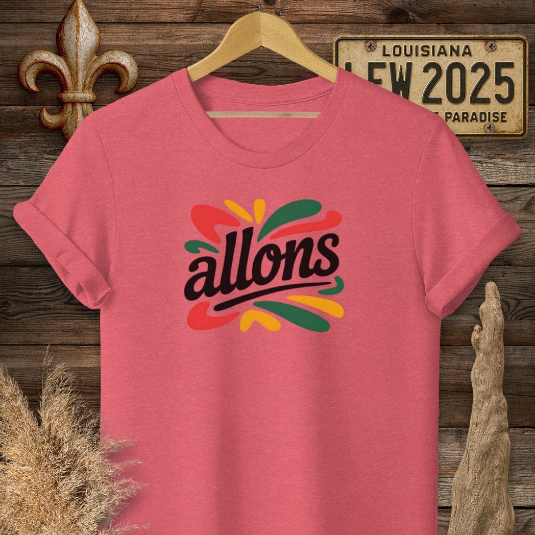 S / Heather Red Louisiana Allons Cajun French T-Shirt by Laissez Faire Wear