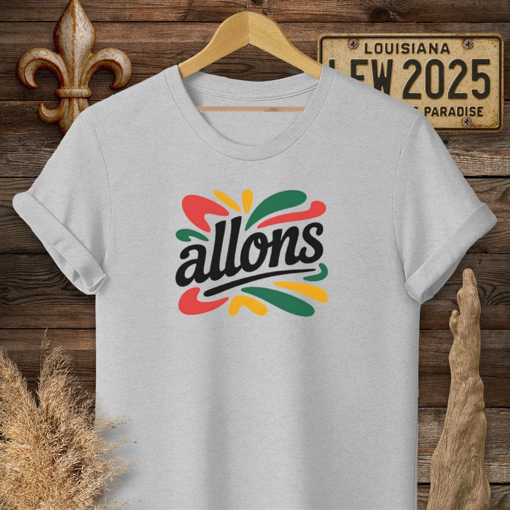 S / Sport Grey Louisiana Allons Cajun French T-Shirt by Laissez Faire Wear