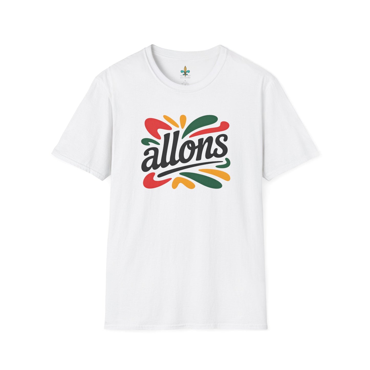 White / S Louisiana "Allons" Cajun French T-Shirt by Laissez Faire Wear