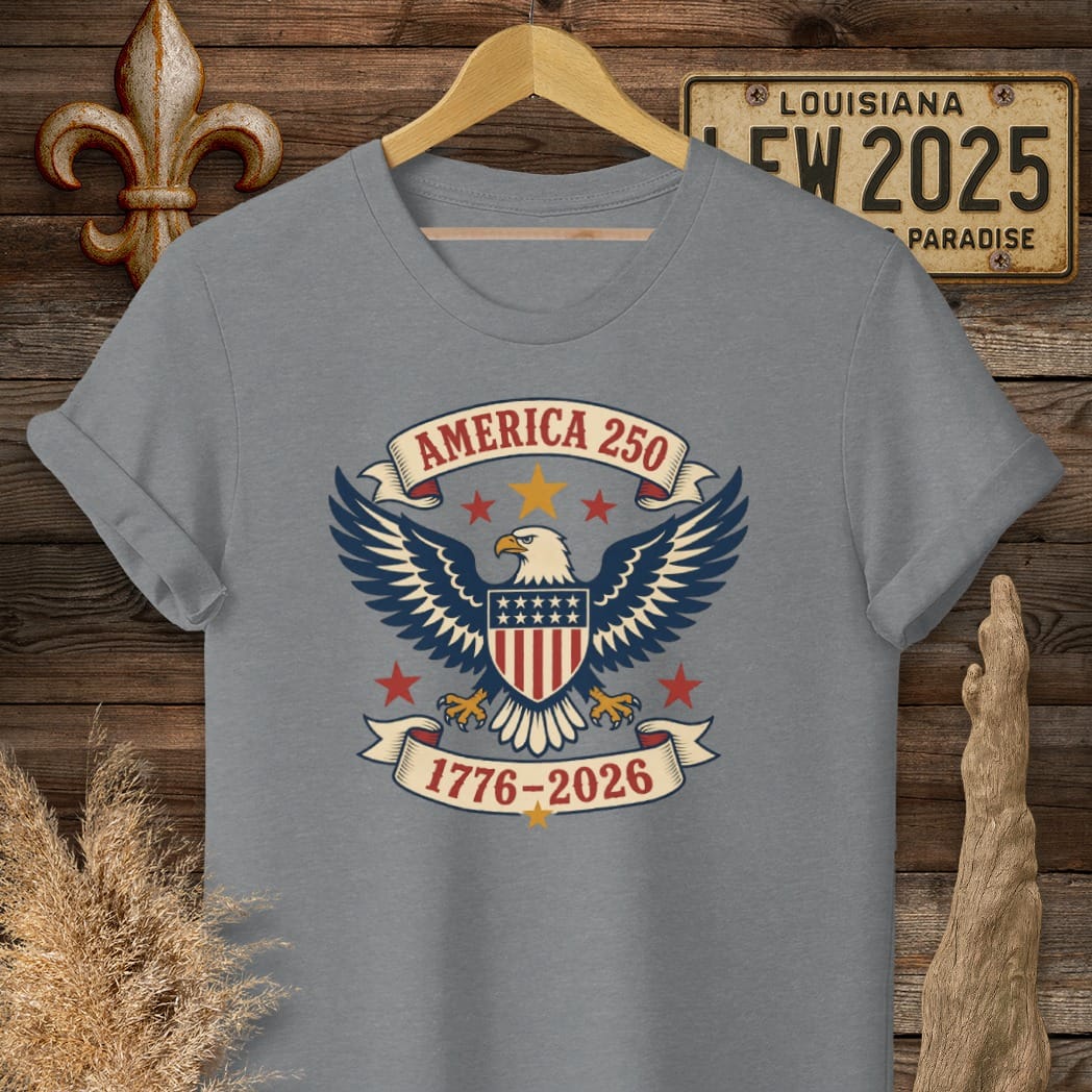 S / Graphite Heather Louisiana America 250 Eagle T-Shirt by Laissez Faire Wear