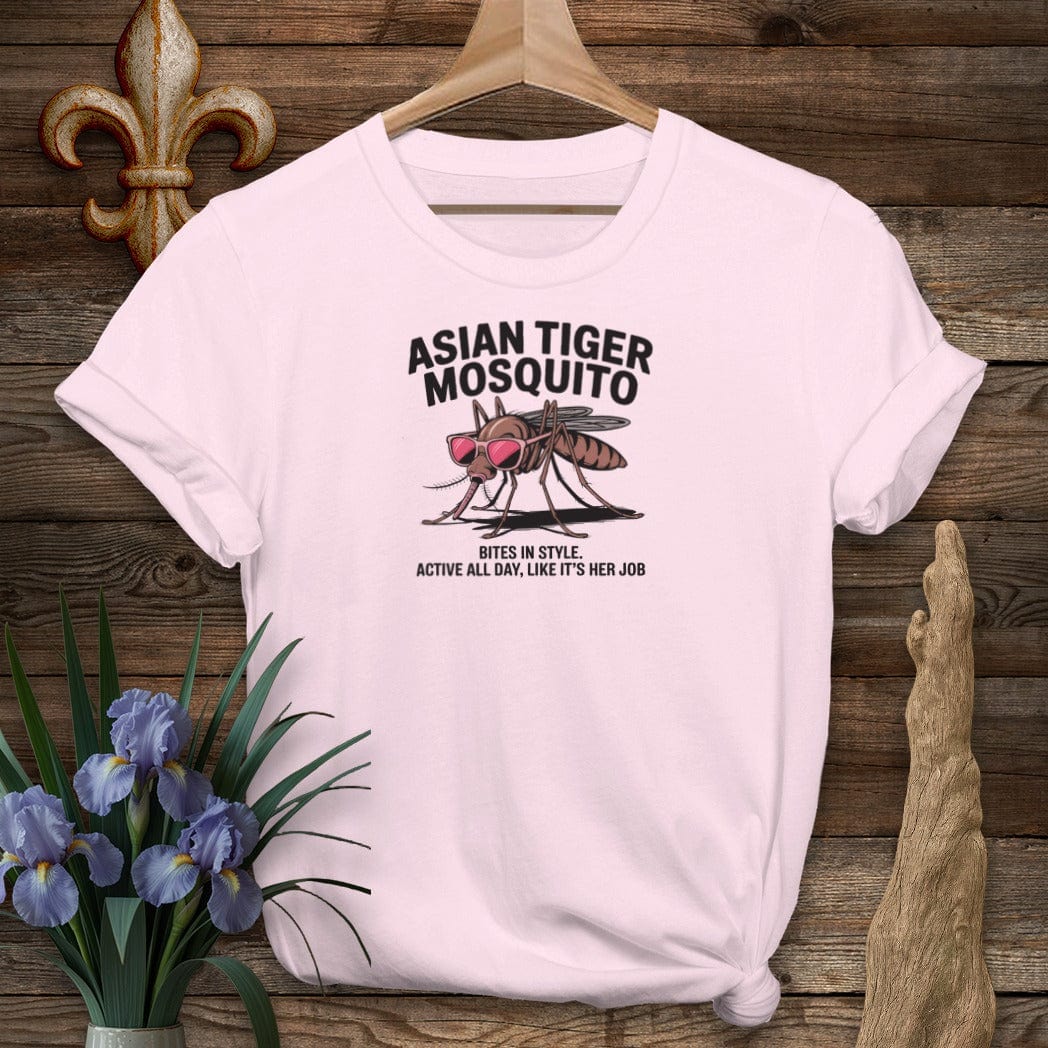 S / Light Pink Louisiana Asian Tiger Mosquito T-Shirt by Laissez Faire Wear