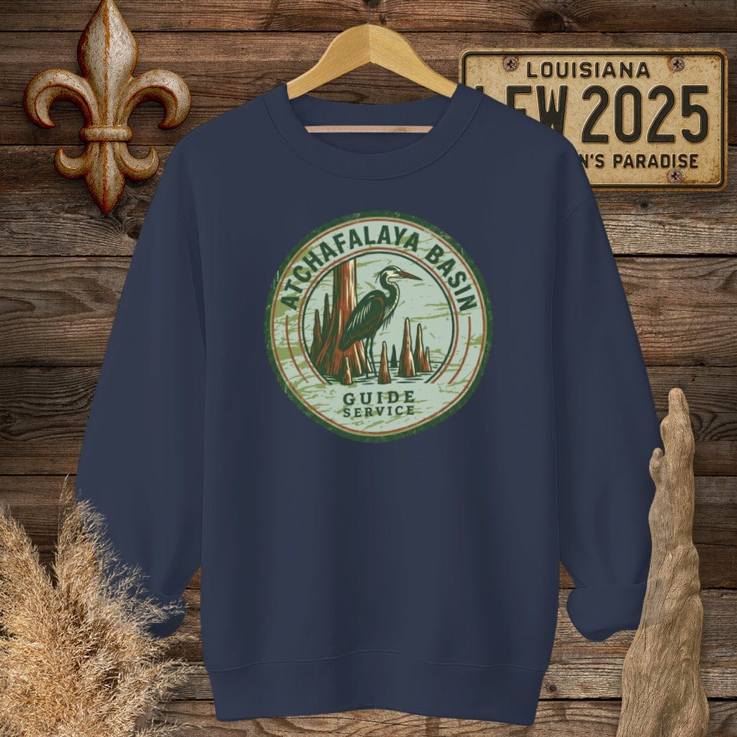 S / Navy Louisiana Atchafalaya Guide Service Sweatshirt by Laissez Faire Wear
