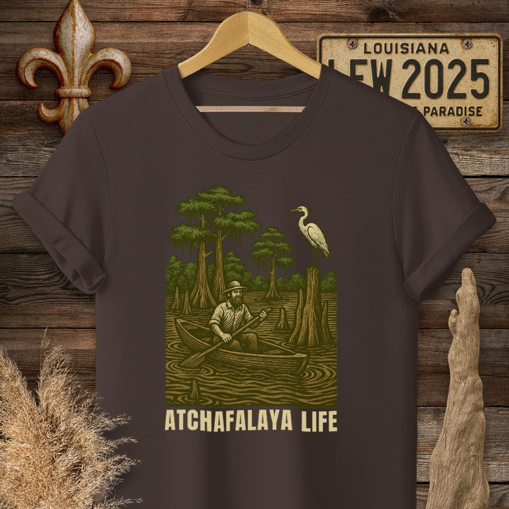 S / Dark Chocolate Louisiana Atchafalaya Life T-Shirt by Laissez Faire Wear