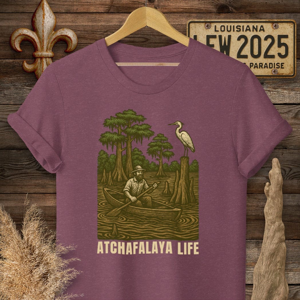 S / Heather Maroon Louisiana Atchafalaya Life T-Shirt by Laissez Faire Wear