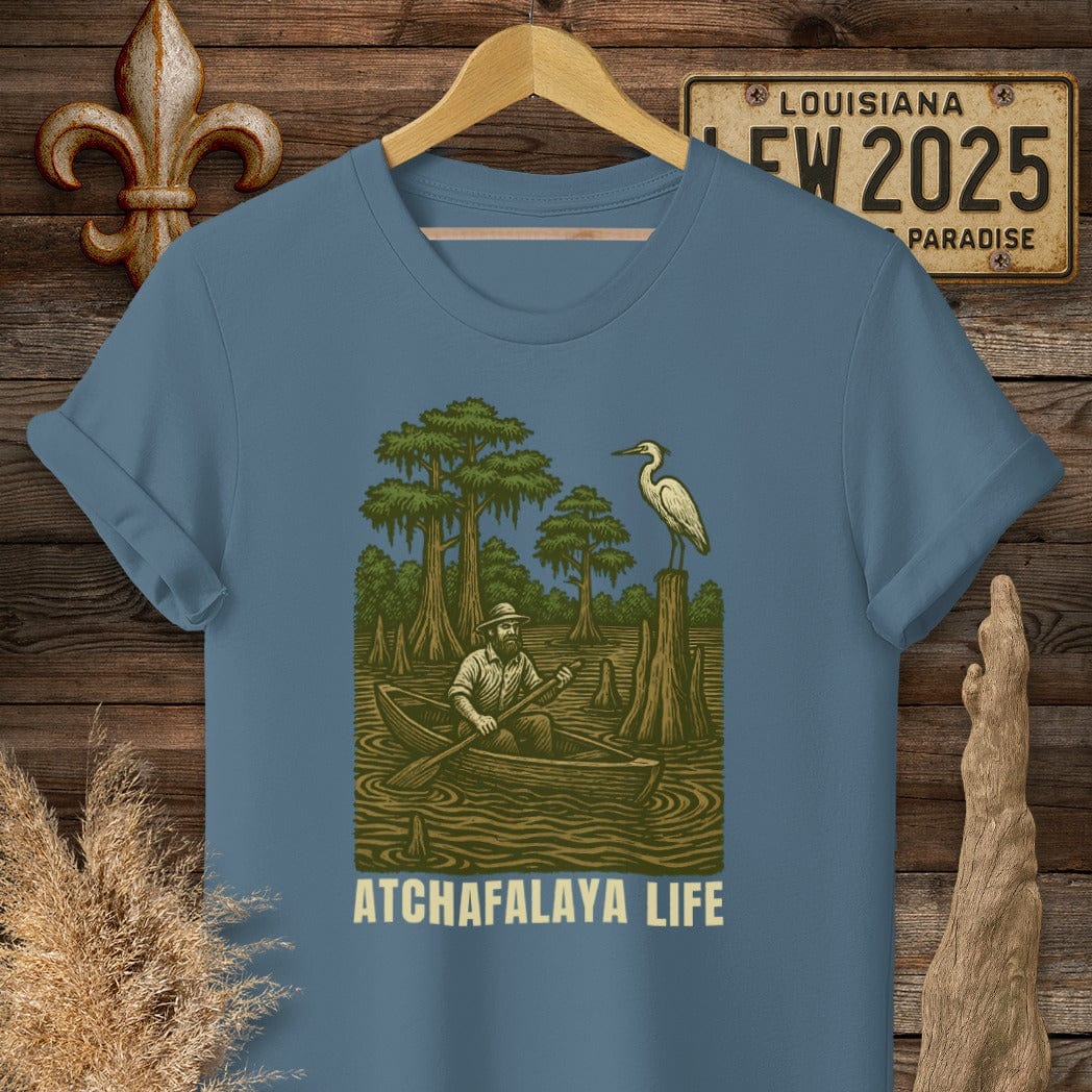 S / Indigo Blue Louisiana Atchafalaya Life T-Shirt by Laissez Faire Wear