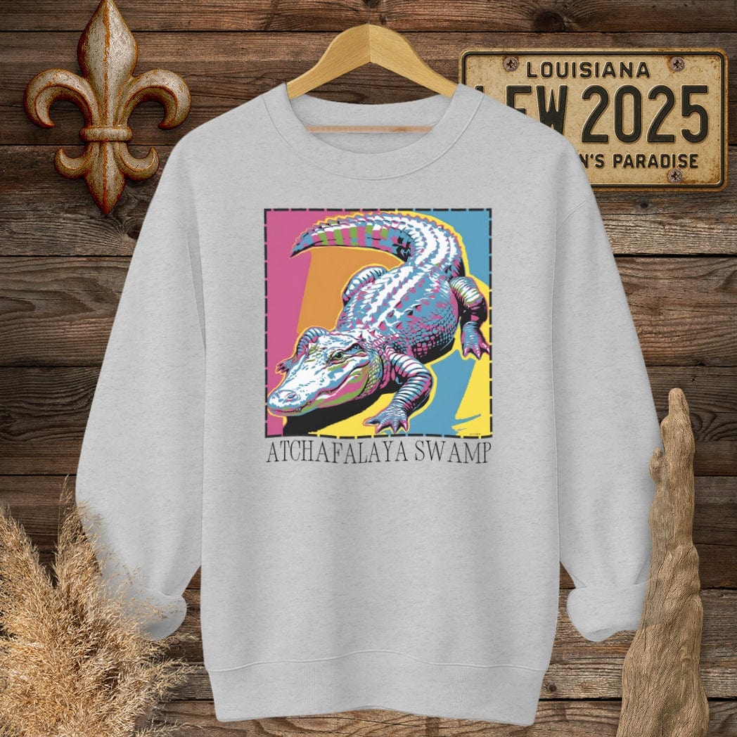 S / Sport Grey Louisiana Atchafalaya Swamp Sweatshirt by Laissez Faire Wear