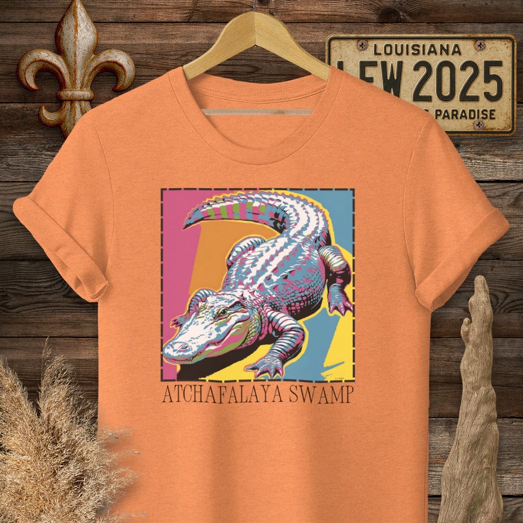 S / Heather Orange Louisiana Atchafalaya Swamp T-Shirt by Laissez Faire Wear