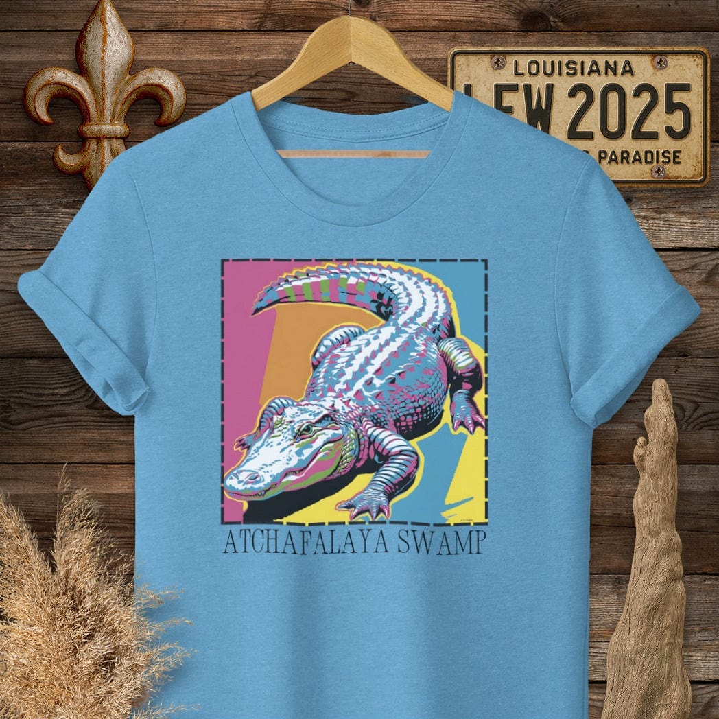 S / Heather Sapphire Louisiana Atchafalaya Swamp T-Shirt by Laissez Faire Wear