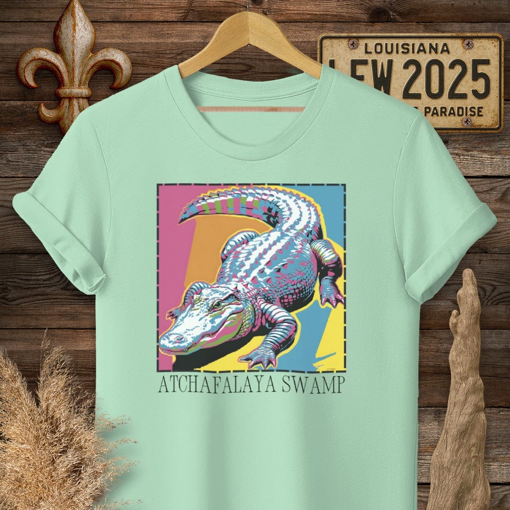 S / Mint Green Louisiana Atchafalaya Swamp T-Shirt by Laissez Faire Wear