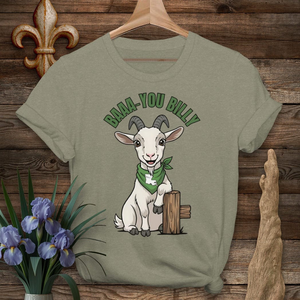 S / Heather Military Green Louisiana Baaa-you Billy Farm T-Shirt by Laissez Faire Wear