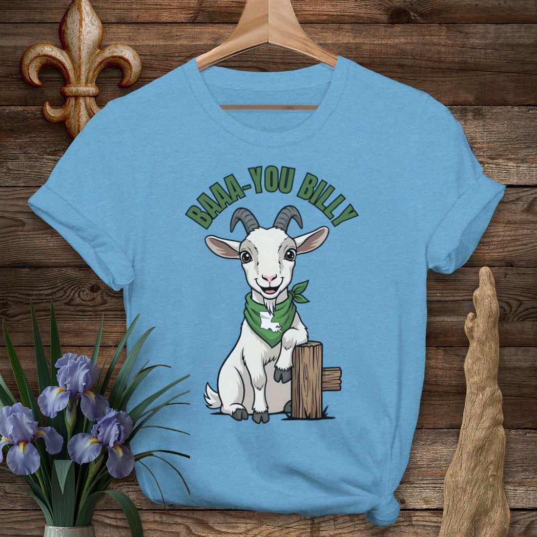 S / Heather Sapphire Louisiana Baaa-you Billy Farm T-Shirt by Laissez Faire Wear