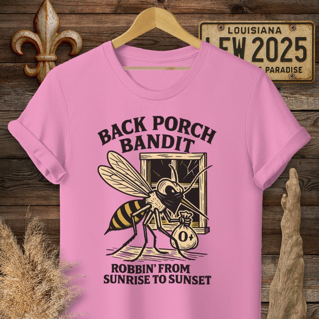 S / Azalea Louisiana Back Porch Bandit Mosquito T-Shirt by Laissez Faire Wear