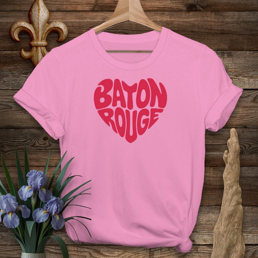 S / Azalea Louisiana Baton Rouge Heart T-Shirt by Laissez Faire Wear
