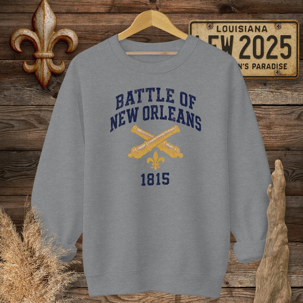 S / Graphite Heather Louisiana Battle of New Orleans Sweatshirt by Laissez Faire Wear