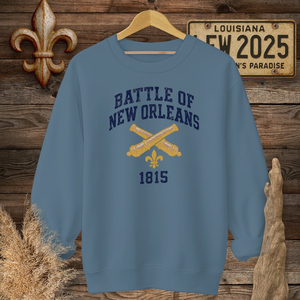 S / Indigo Blue Louisiana Battle of New Orleans Sweatshirt by Laissez Faire Wear
