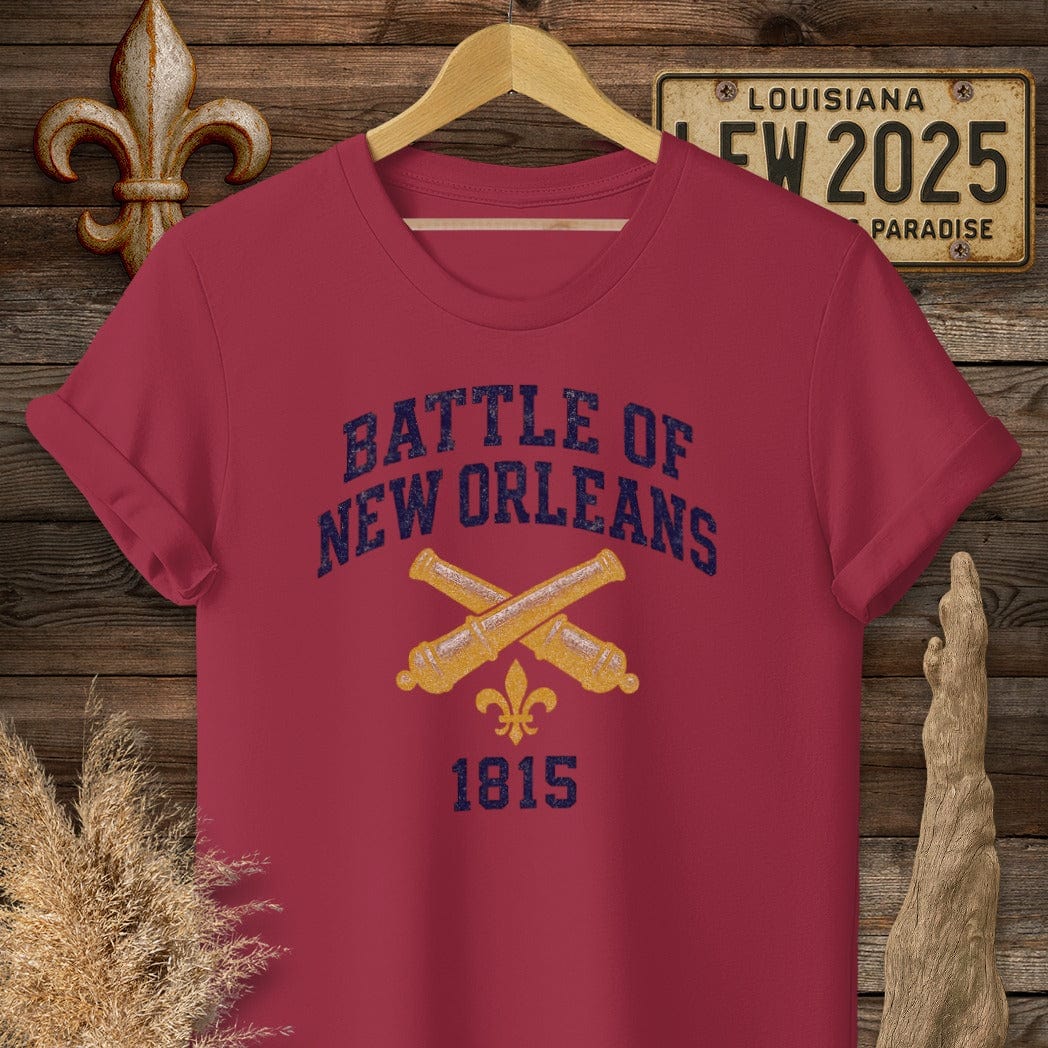 S / Cardinal Red Louisiana Battle of New Orleans T-Shirt by Laissez Faire Wear