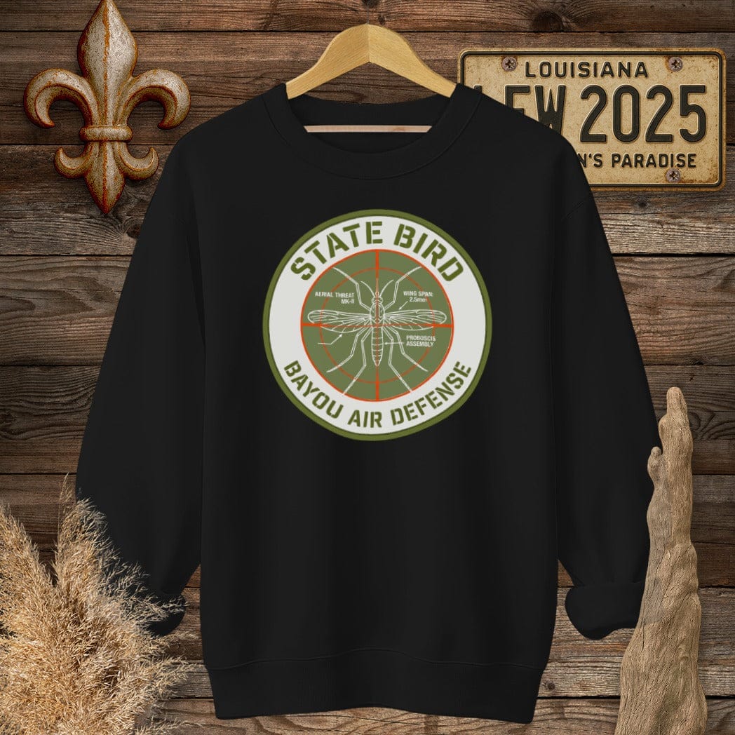 S / Black Louisiana Bayou Air Defense Sweatshirt by Laissez Faire Wear