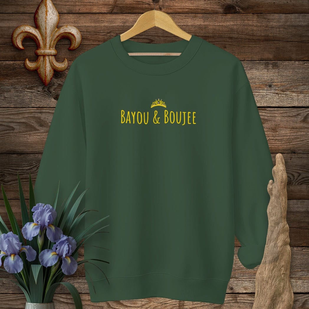 S / Forest Green Louisiana Bayou And Boujee Sweatshirt by Laissez Faire Wear