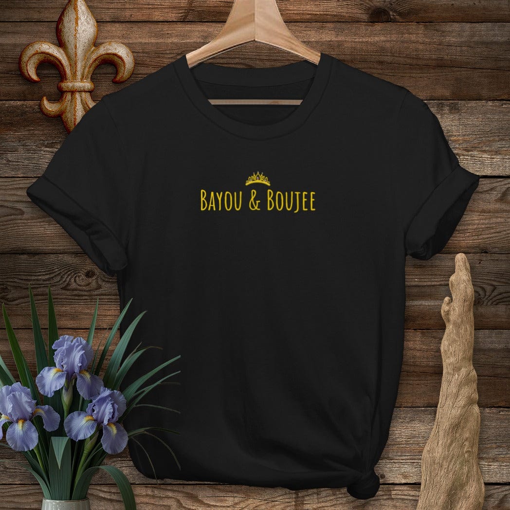S / Black Louisiana Bayou And Boujee T-Shirt by Laissez Faire Wear