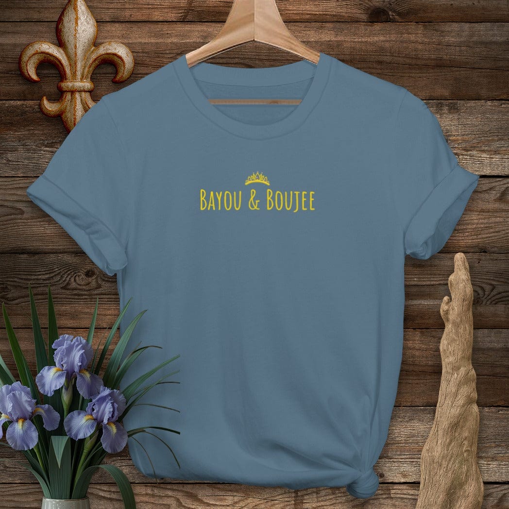 S / Indigo Blue Louisiana Bayou And Boujee T-Shirt by Laissez Faire Wear