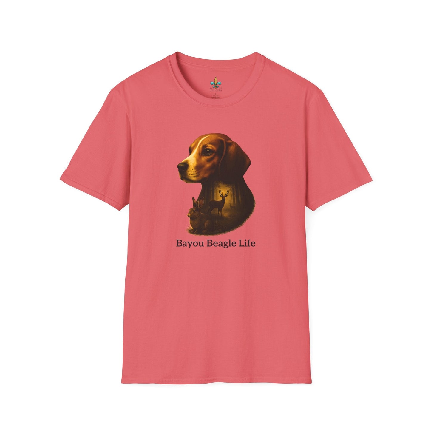 Coral Silk / S Louisiana "Bayou Beagle Life" – Beagle Louisiana Rabbit Hunting Dog T-Shirt by Laissez Faire Wear
