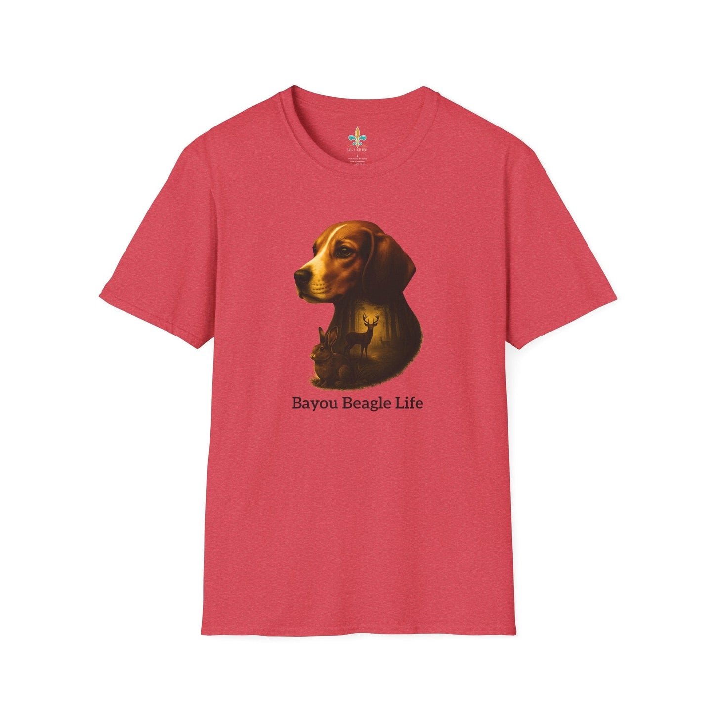 Heather Red / S Louisiana "Bayou Beagle Life" – Beagle Louisiana Rabbit Hunting Dog T-Shirt by Laissez Faire Wear