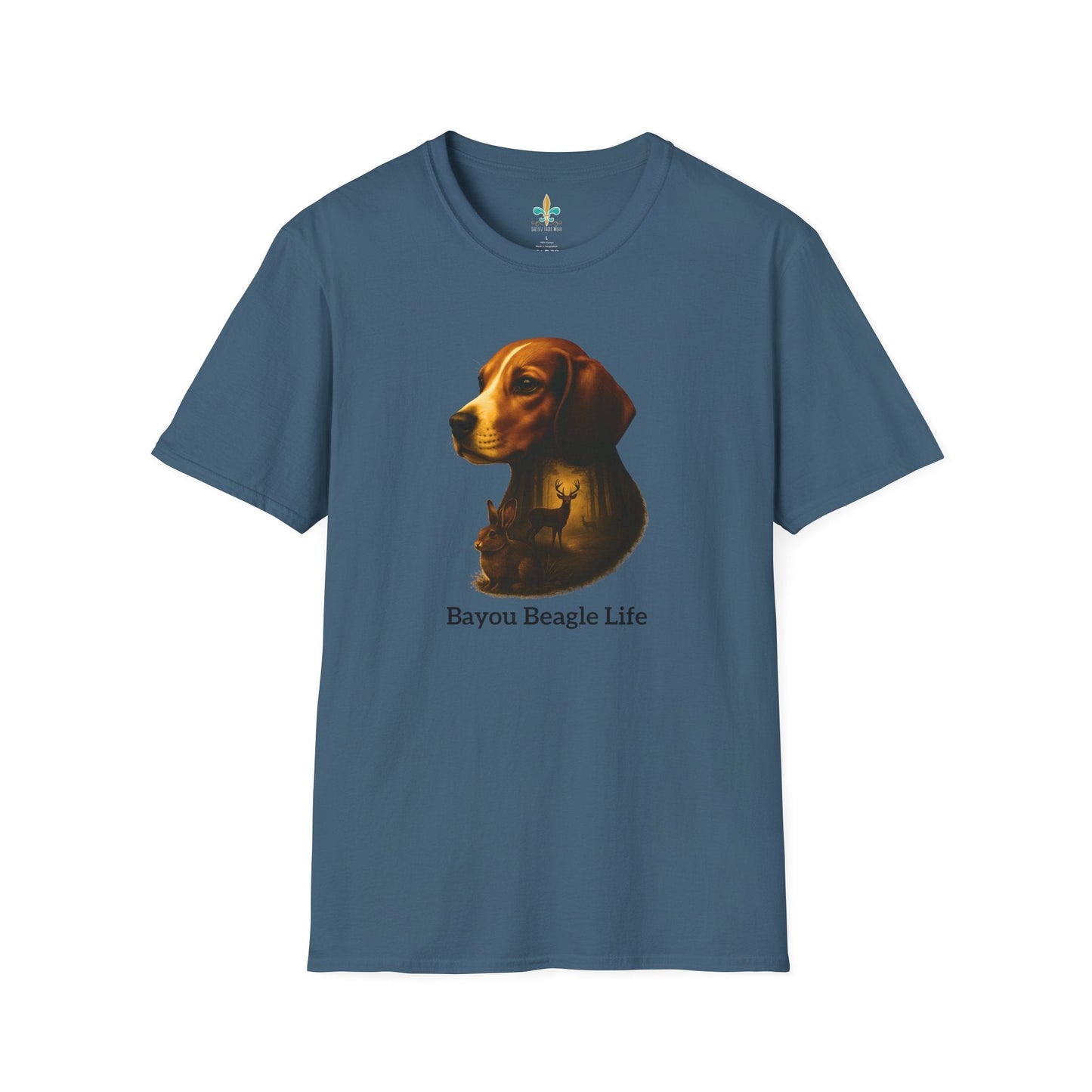 Indigo Blue / S Louisiana "Bayou Beagle Life" – Beagle Louisiana Rabbit Hunting Dog T-Shirt by Laissez Faire Wear