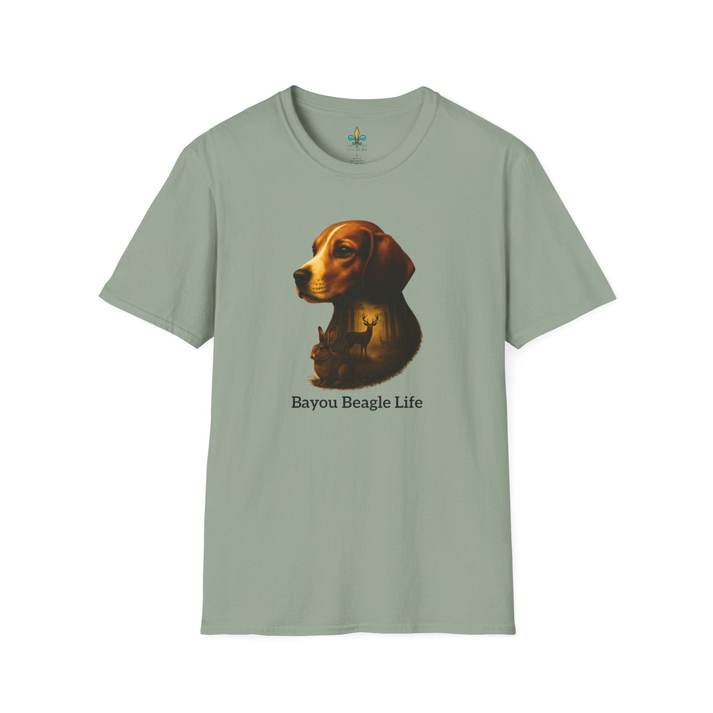 Sage / S Louisiana "Bayou Beagle Life" – Beagle Louisiana Rabbit Hunting Dog T-Shirt by Laissez Faire Wear