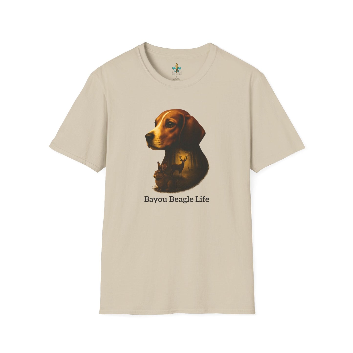 Sand / S Louisiana "Bayou Beagle Life" – Beagle Louisiana Rabbit Hunting Dog T-Shirt by Laissez Faire Wear