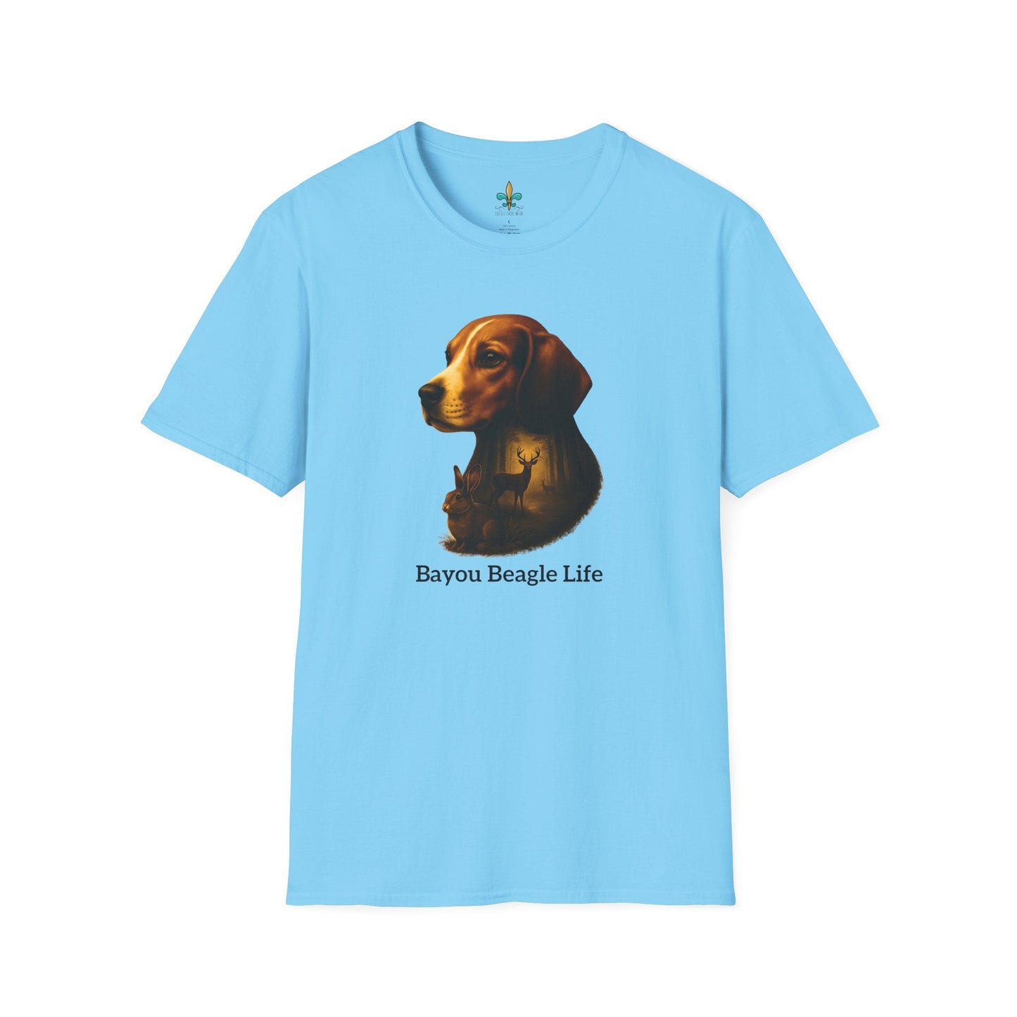 Sky / S Louisiana "Bayou Beagle Life" – Beagle Louisiana Rabbit Hunting Dog T-Shirt by Laissez Faire Wear