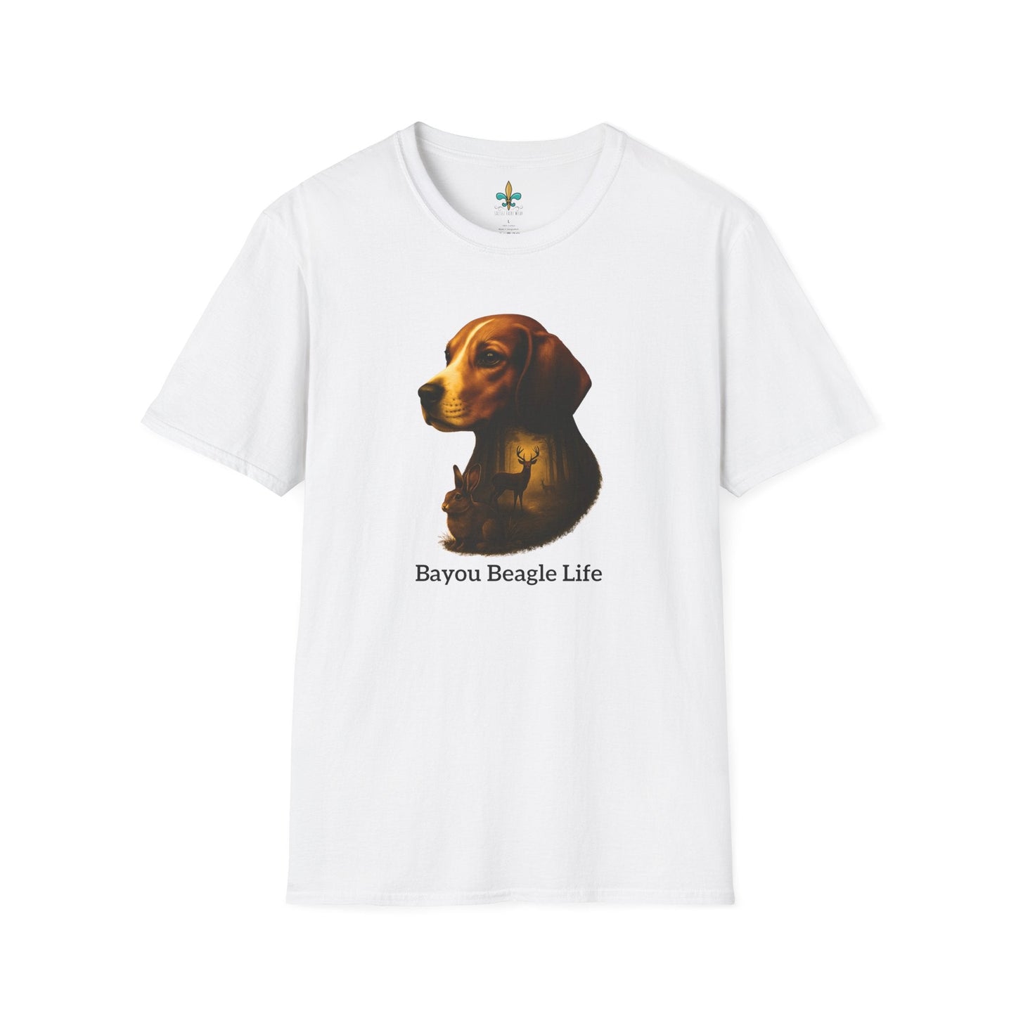 White / S Louisiana "Bayou Beagle Life" – Beagle Louisiana Rabbit Hunting Dog T-Shirt by Laissez Faire Wear