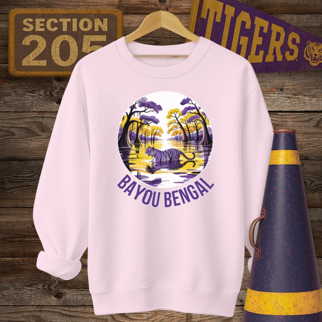S / Light Pink Louisiana Bayou Bengal Tiger Game Day Sweatshirt by Laissez Faire Wear