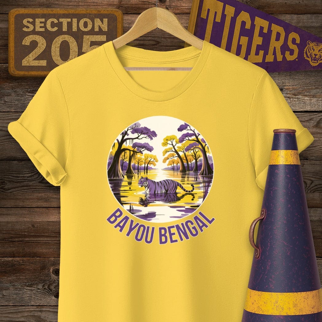 S / Daisy Louisiana Bayou Bengal Tiger Game Day T-Shirt by Laissez Faire Wear
