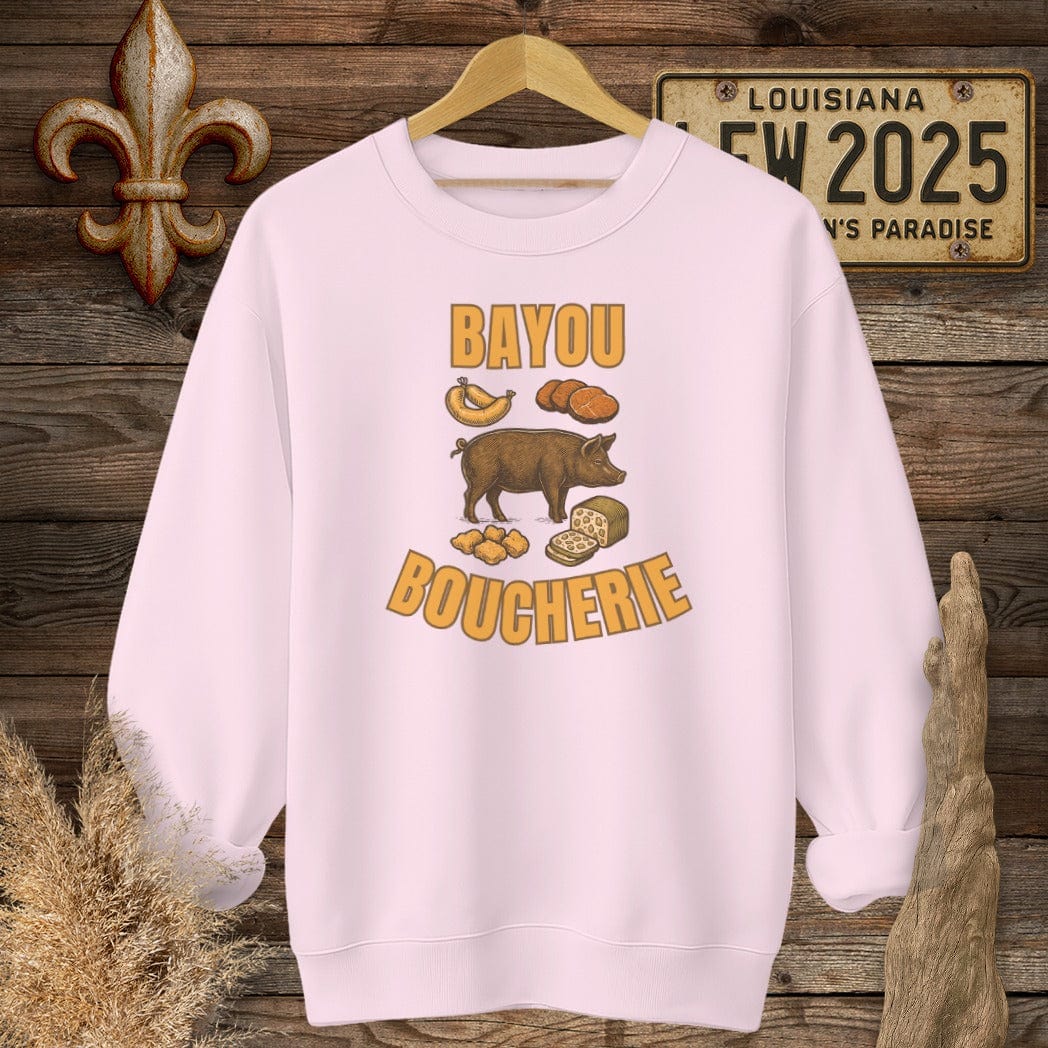 S / Light Pink Louisiana Bayou Boucherie Sweatshirt by Laissez Faire Wear