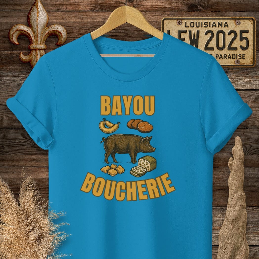 S / Sapphire Louisiana Bayou Boucherie T-Shirt by Laissez Faire Wear