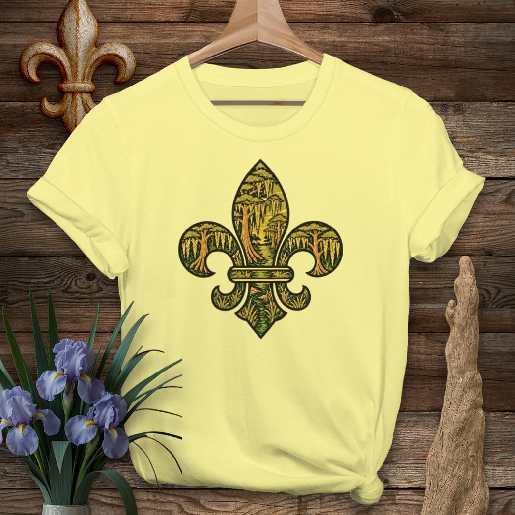 S / Cornsilk Louisiana Bayou Fleur T-Shirt by Laissez Faire Wear