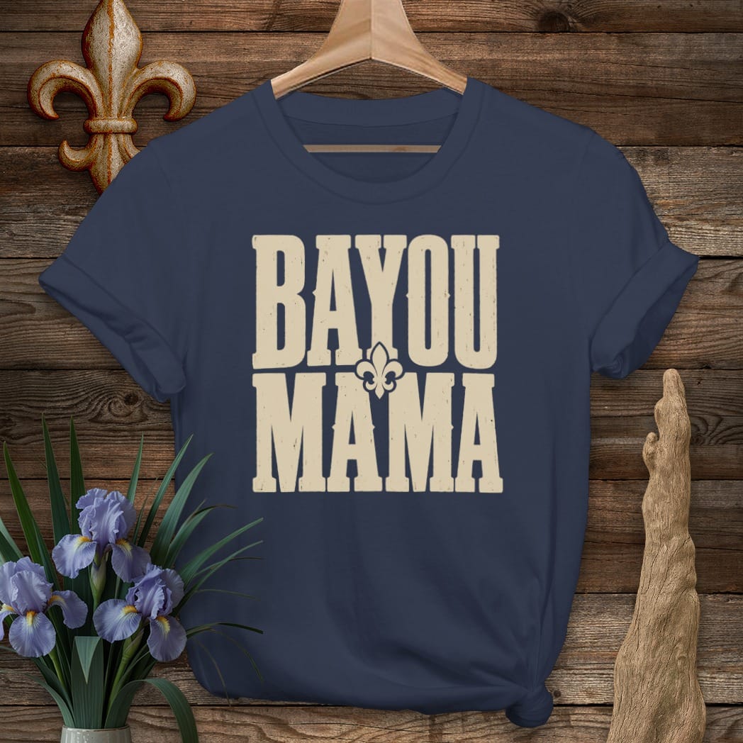 S / Navy Louisiana Bayou Mama T-shirt by Laissez Faire Wear
