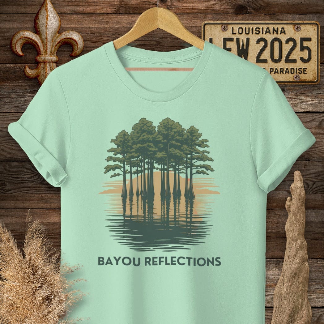 S / Mint Green Louisiana Bayou Reflections T-Shirt by Laissez Faire Wear