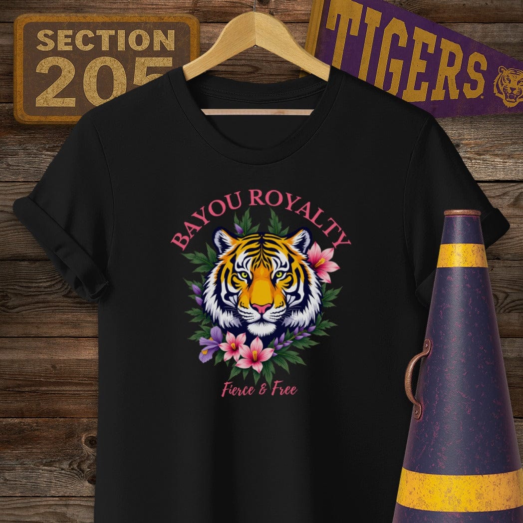 S / Black Louisiana Bayou Royalty Game Day T-Shirt by Laissez Faire Wear