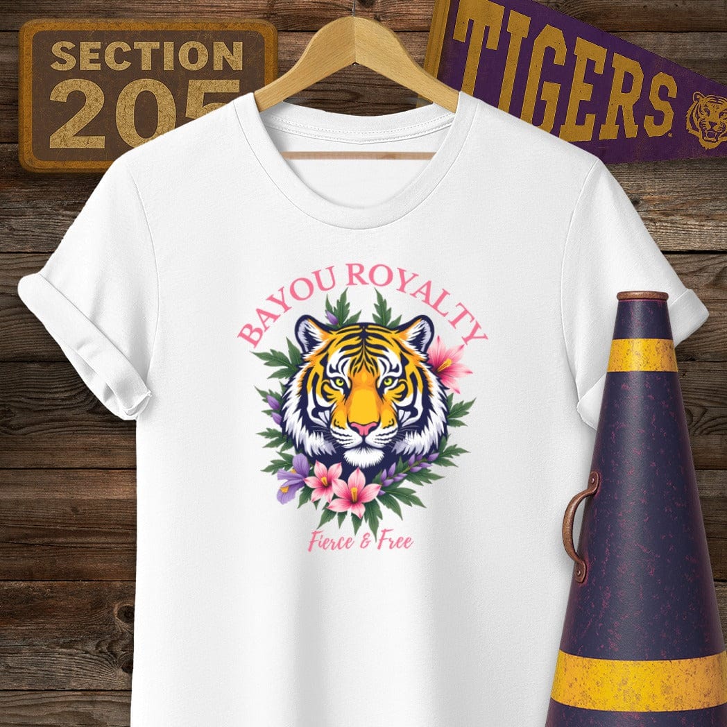 S / White Louisiana Bayou Royalty Game Day T-Shirt by Laissez Faire Wear