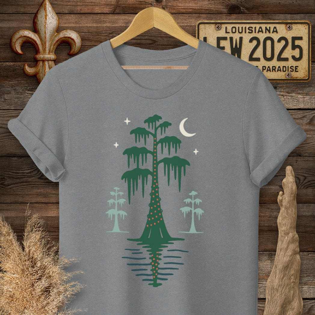 S / Graphite Heather Louisiana Bayou Silent Night - Christmas T-Shirt by Laissez Faire Wear
