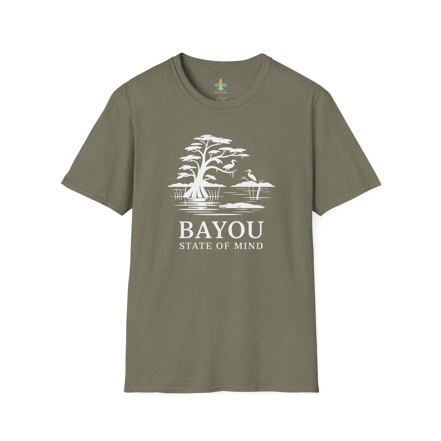 Heather Military Green / S Louisiana "Bayou State of Mind" Louisiana Nature T-Shirt by Laissez Faire Wear
