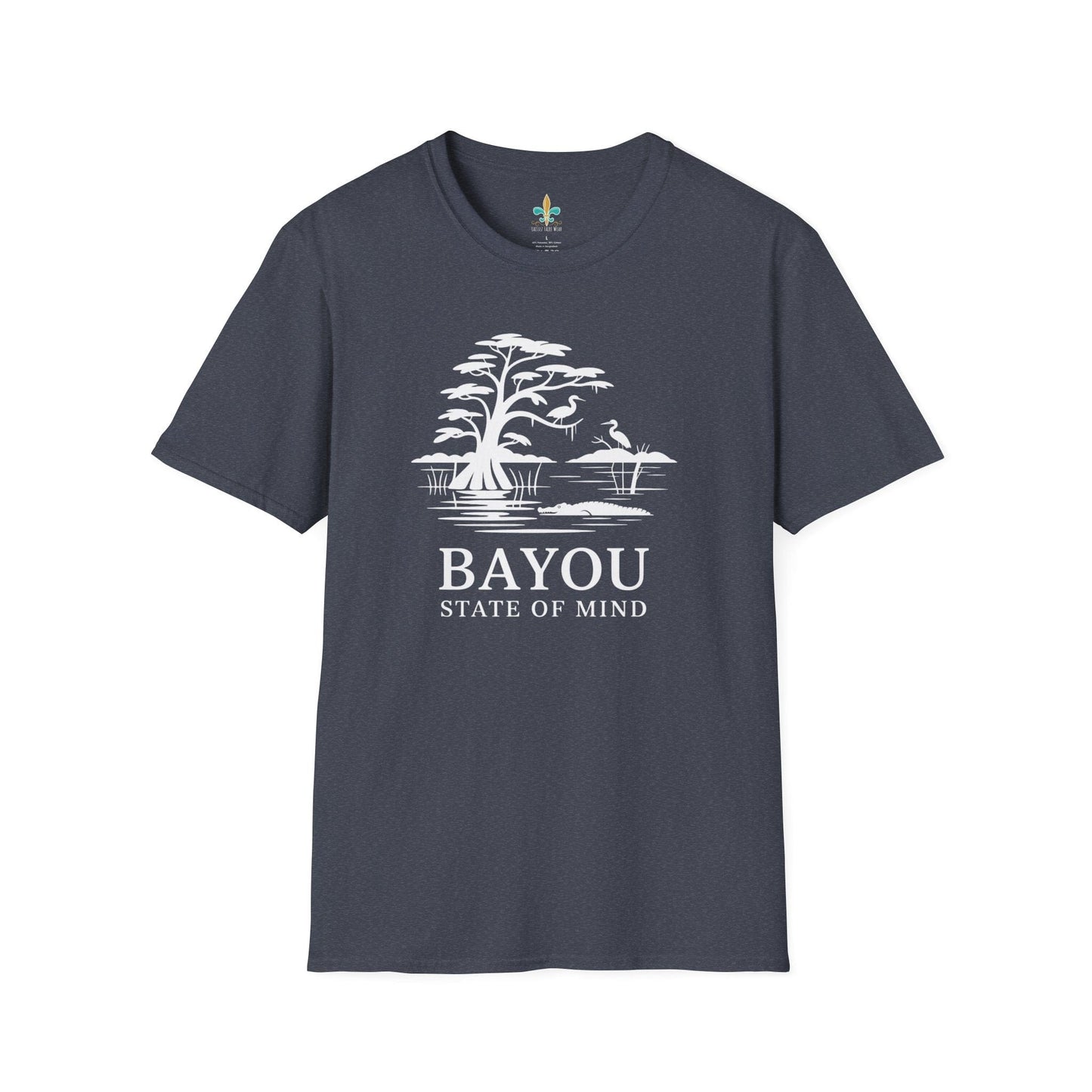 Heather Navy / S Louisiana "Bayou State of Mind" Louisiana Nature T-Shirt by Laissez Faire Wear