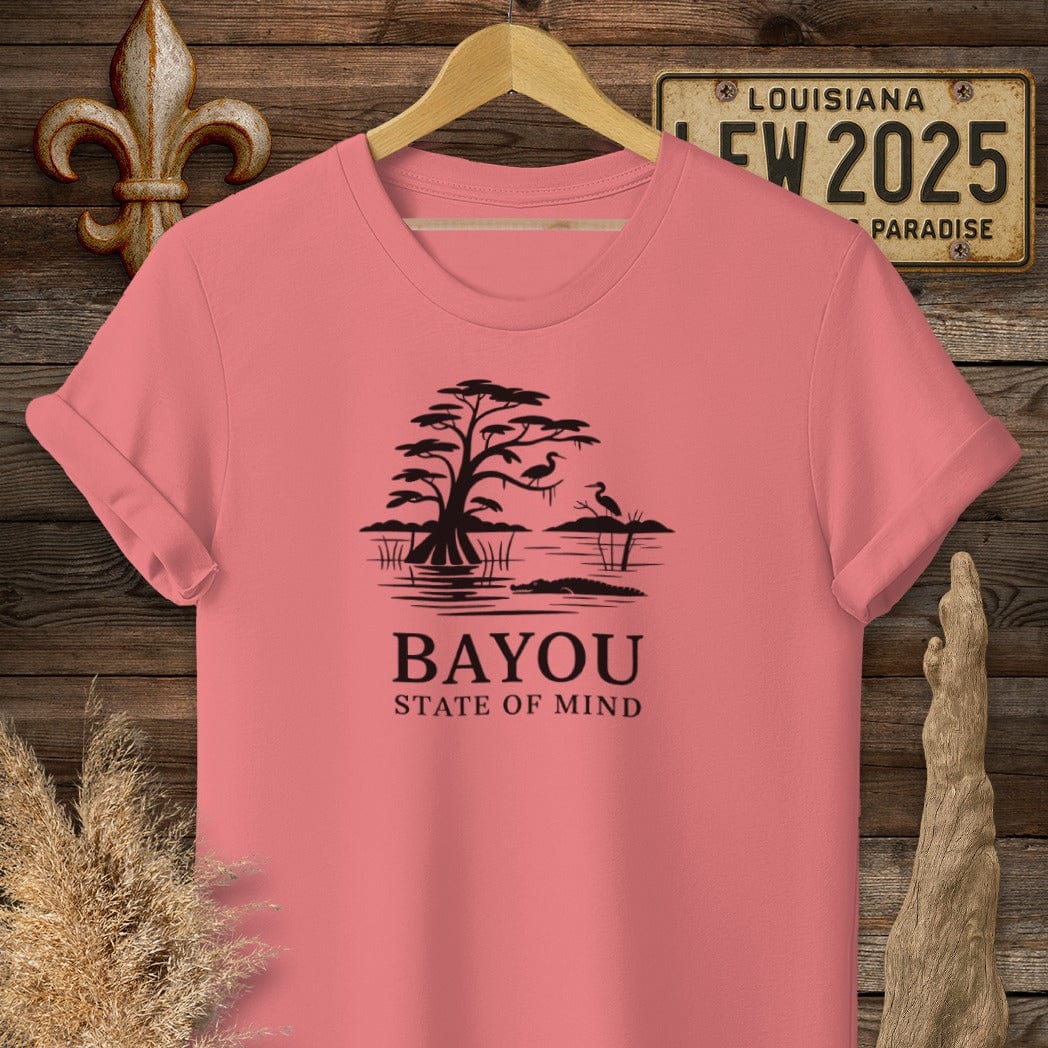 S / Coral Silk Louisiana Bayou State Of Mind Nature T-Shirt by Laissez Faire Wear