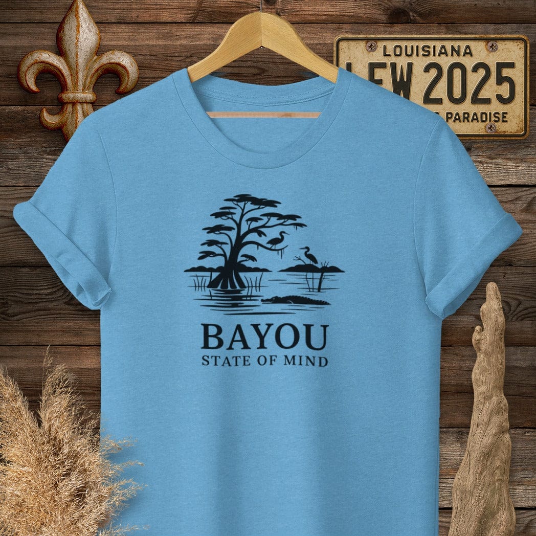 S / Heather Sapphire Louisiana Bayou State Of Mind Nature T-Shirt by Laissez Faire Wear