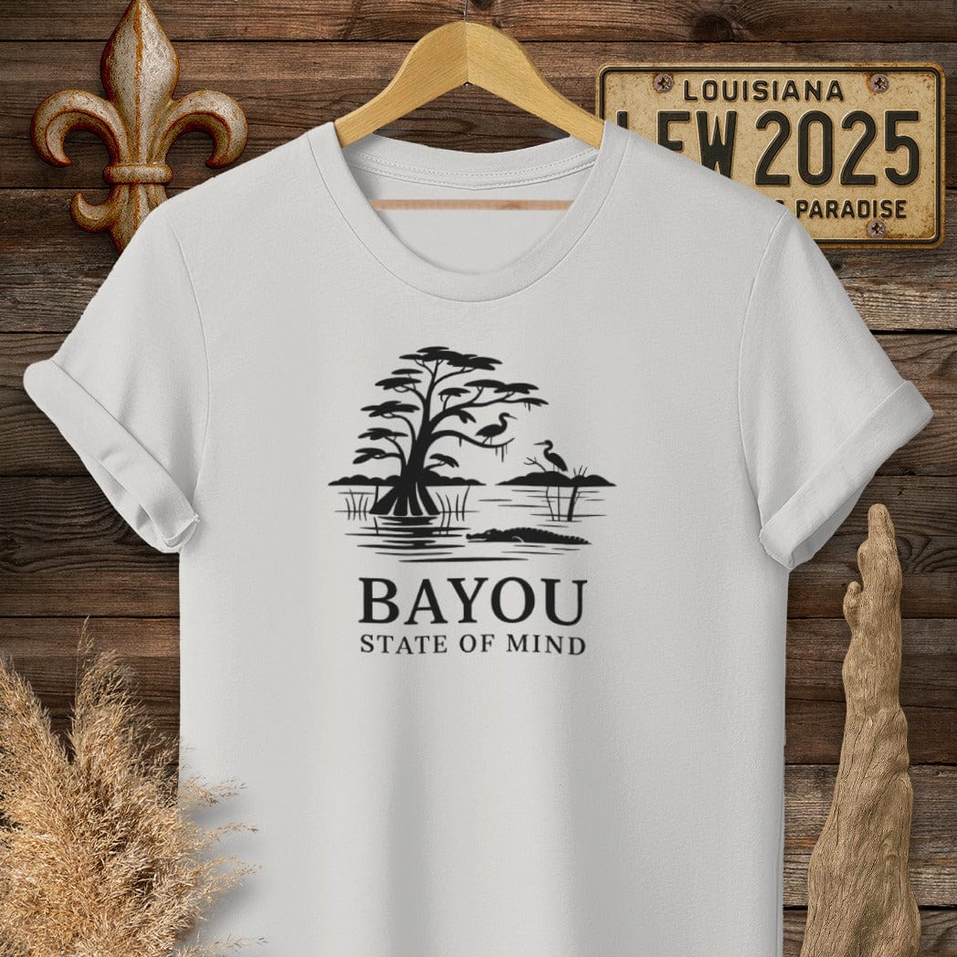 S / Ice Grey Louisiana Bayou State Of Mind Nature T-Shirt by Laissez Faire Wear